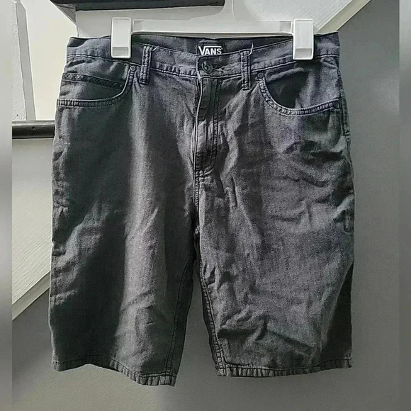 Vans Shorts Men's 30 Gray Pockets Patch Logo Zip Fly Cotton Blend - Picture 1 of 4